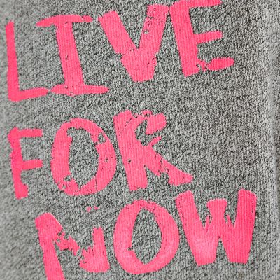 Girls grey marl &#39;live for now&#39; print joggers